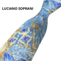 【訳あり】LUCIANO SOPRANI 花柄 シルクネクタイ