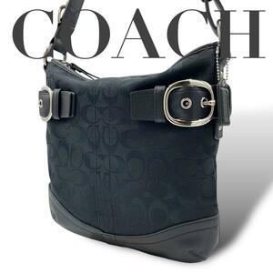 未使用級　 COACH コーチ ショルダーバッグ 黒　ブラック　レザー