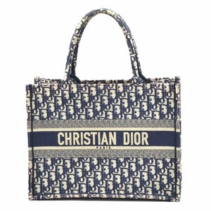 Christian Dior ディオール オブリーク ブックトート ミディアム キャンバス ハンドバッグ ネイビー レディース メンズ【中古】【美品】