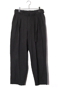 ATTACHMENT アタッチメント SIZE:2 HARD TWISTED WOOL TROPICAL BELTED PANTS ウールトロピカルベルテッドパンツ DARK GRAY ダークグレー A