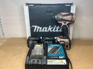 1円スタート Makita マキタ 充電式 インパクトドライバ ドライバー 14.4V TD134D 7.2ー18V用 急速充電器付き バッテリ 3個付き 電動工具