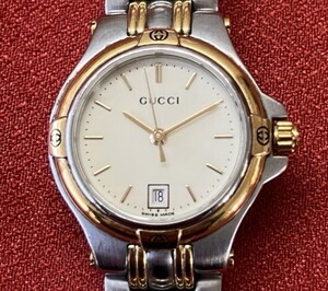 【稼働品】GUCCI グッチ 9040L クォーツ アイボリー文字盤 レディース