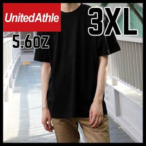 新品未使用 ユナイテッドアスレ 5.6oz 無地 半袖Tシャツ 黒 ブラック 3XL