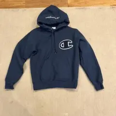 Champion ネイビー フード付きパーカー S