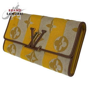 美品 LOUIS VUITTON ルイヴィトン モノグラム ポルトフォイユ カプシーヌ イエロー ブラウン キャンバス/レザー M80416 長財布 406556