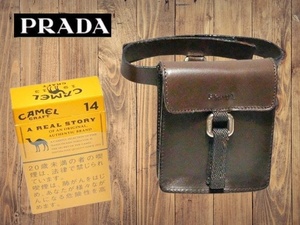 プラダ　PRADA　本革　ミニポシェット小物入れ　ヴィンテージ品　セピア　美品　