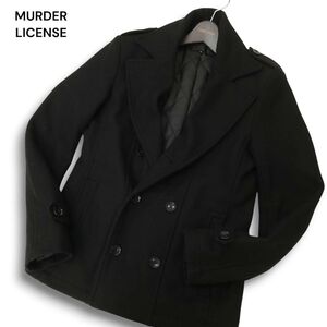 MURDER LICENSE マーダーライセンス 秋冬★ ウール 中綿 Pコート ブラック Sz.46 メンズ 黒　C4T09482_A#N