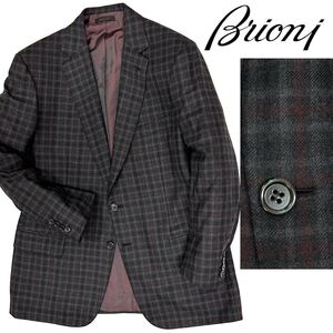 美品!!イタリア製 Brioni ブリオーニ 柔らかい カシミヤ ウール 2B テーラード ジャケット(42)チェック柄 メンズ 紳士服