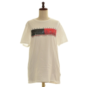 □437219 TOMMY HILFIGER トミーヒルフィガー □プリントTシャツ サイズS NEW YORK CITY/ニューヨーク レディース ホワイト