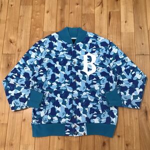 ABC camo blue スウェット スタジャン Mサイズ a bathing ape BAPE sweat varsity jacket エイプ ベイプ bomber 迷彩 NIGO o33