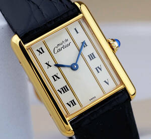 美品 カルティエ マスト タンク ゴールドライン ローマン LM Cartier