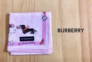 バーバリーハンカチ　BURBERRYハンカチ　バーバリー　ハンカチ　新品　犬　ダックスフンド　刺繍　レア　かわいい