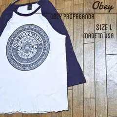 USA製 90s Obey オベイ 七分袖 ラグランＴシャツ