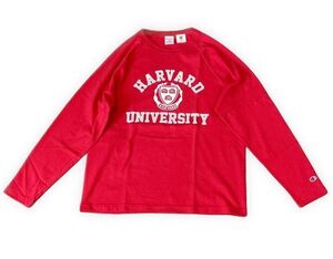 米国製 MADE IN USA チャンピオン Tシャツ 長袖 ラグラン T1011 HARVARD 両面 ハーバード レッド 赤 L [b5-0043]