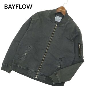 BAYFLOW ベイフロー 通年 MA-1★ スウェット デニム ミリタリー フライト ジャケット ブルゾン Sz.3　メンズ グレー　A4T07897_7#O