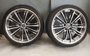 Weds kranze Acuerdo 21インチ☆PCD120 10J +42 タイヤ付き2本のみ 285/30R21☆レクサス LS460 LS600h LS☆そう料理込み