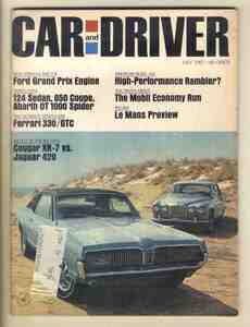 【c9243】67.7 CARandDRIVER／マーキュリークーガーXR-7 vs. ジャガー420、フェラーリ330/GTC、1600cc F2エンジン、...