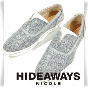 新品1円～★定価1万 ハイダウェイ ニコル HIDEAWAYS NICOLE メンズ ファブリック スリッポンシューズ 25.5cm グレー ◆5774◆