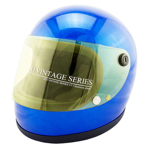 フルフェイスヘルメット メタリックブルー×イエローシールド Mサイズ:57-58cm対応 VT7 NEO VINTAGE VT-7 ステッカー付き