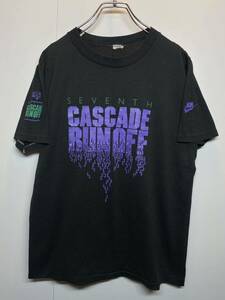 USED 80s NIKE CASCADE RUN OFF Tee T-Shirt 80年代 ナイキ プリント Tシャツ 半袖 黒 ブラック G2396