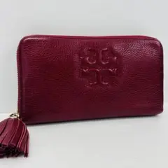 TORY BURCH トリーバーチ　長財布 レザー ラウンドファスナー タッセル