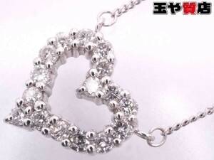 ダイヤ 0.30ct オープンハート ペンダント ネックレス pt850 pt900 プラチナ