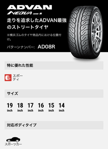 ヨコハマ アドバン ネオバ AD08R 185/60R14 YOKOHAMA ADVAN NEOVA 