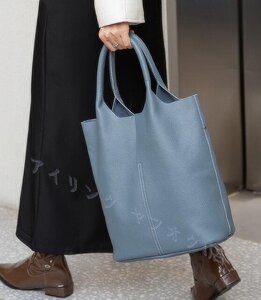 ☆新品本牛革 トートバッグ 本革 ユニセックス レディース A4 通勤バッグ 弁当 収納 通勤通学 レザー 大容量 ブルー