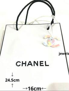 CHANEL ショッパー紙袋 CHANELロゴマーク チャーム付き横16×縦24.5×マチ7cm ブランド紙袋 正規品保証新品 折らずに配送