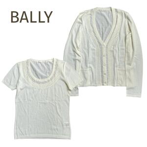 極美品☆BALLY☆バリー 薄手ウールコットン アンサンブル オフホワイト白 サイズ38