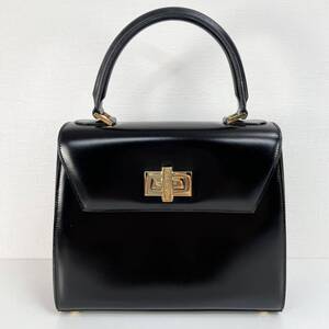 【新品未使用】 CELINE セリーヌ ハンドバッグ ビンテージ ターンロック レザー ブラック a524