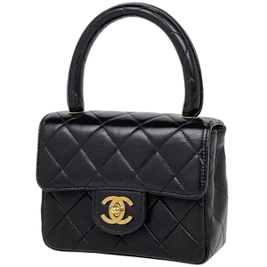 シャネル CHANEL ココマーク ミニ ハンドバッグ マトラッセ 小物入れ ハンドバッグ レザー ブラック レディース 【中古】