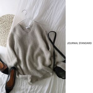 1.2万☆ジャーナルスタンダード JOURNAL STANDARD☆キッドモヘヤVネックニット フリーサイズ☆A-O 7154