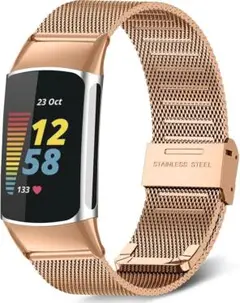 ❤️ローズゴールド【Fitbit Charge 5・バンド】ステンレス製