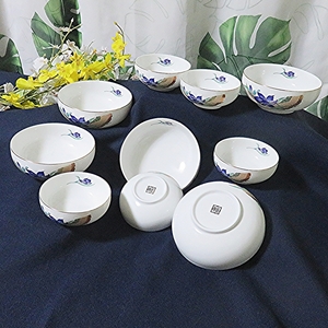 夢眩窯 金彩華 有田焼 親子鉢揃 TABLE FASHION WARE 彩り器 小鉢 10個セット 花柄 百合 金彩 和食器 裏印 バックスタンプ