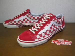 室内試着程度 美品良好 VANS バンズ OLD SKOOL オールドスクール 赤 白 チェッカー レッド チェック 26cm 26 US8 8 / スリッポン エラ