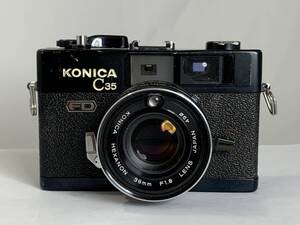 【シャッター/露出計OK】コニカ KONICA C35 FD ブラック Black HEXANON 38mm F1.8 カメラ (P817)