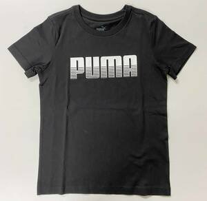 新品 130 ★ PUMA プーマ ジュニア 半袖 Tシャツ ブラック ビッグ ロゴ ボーイズ ガールズ ユニセックス 綿100％ 黒 ホワイト 白 子供用