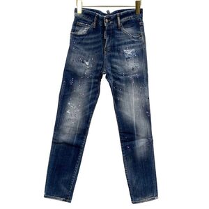 ディースクエアード デニムパンツ cool girl jean S75LA0628 ロゴ金具 ペイント加工 クラッシュ加工 レディース 40 DSQUARED2 【AFB30】