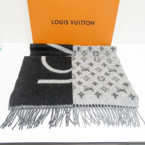 ルイヴィトン LOUIS VUITTON モノグラム マフラー LVスプリット M70924 AB3272 カシミヤ100% 美品 [質イコー]