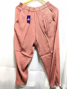 新品 タグ付き Jasmi Silk ジャスミシルク スラックス パンツ イージーパンツ 絹100％ フリーサイズ ライトピンク 朱色 013,016,024