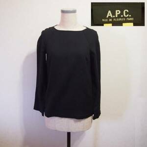 美品！仏製A.P.C アーペーセー　カシミア混　ボートネックカットソー黒S