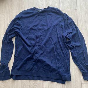 中古　ユニクロ　ジルサンダー　シルク混　クルーネック　ニット　ブルー系　サイズ　M ユニクロ+J UNIQLO