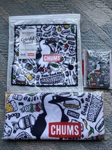 ①★CHUMS チャムス 未開封品★ショルダーベルト付　2wayトートバック＋ カラフルタオル+カラビナ 3点セット アサヒ