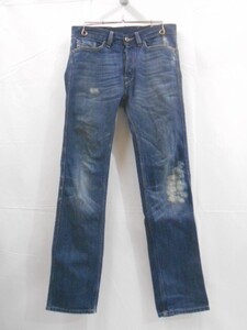 71 送80サ 1230$D09 DIESEL ディーゼル THAYE USED加工 テーパードデニムパンツ ジーンズ ルーマニア製 インディゴ サイズW27 中古品