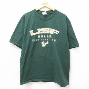 XL/古着 リー Lee 半袖 ビンテージ Tシャツ メンズ 00s サウスフロリダブルズ コットン クルーネック 緑 グリーン 24mar23