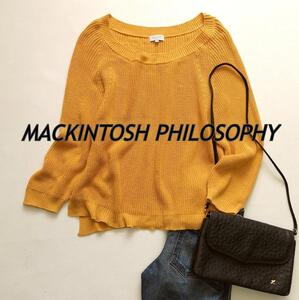 マッキントッシュフィロソフィー　コットン　ニット　セーター　38　M　美デコルテ　華やか　レディース　MACKINTOSH PHILOSOPHY