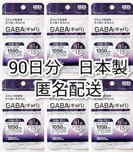 匿名配送 ストレス社会を生き抜くあなたに GABA(ギャバ)×6袋90日分90錠(90粒)日本製無添加サプリメント(サプリ)健康食品 追跡番号付き即納