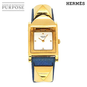 エルメス HERMES メドール ヴィンテージ レディース 腕時計 ピラミッド ゴールド スタッズ ホワイト クォーツ Medor 90234180