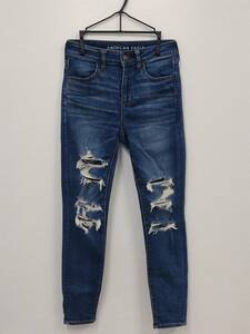 1円 AMERICAN EAGLE アメリカンイーグル デニム ブルー HI-RISE JEGGING NE(X)T LEVEL STRETCH US4 155/68A【5976】